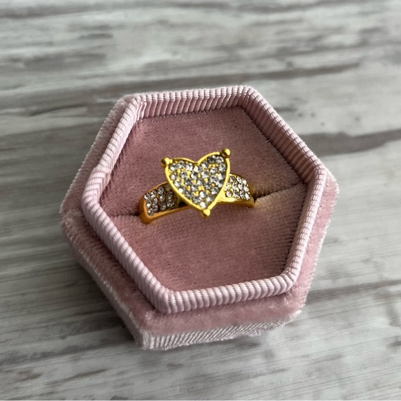 3 Stack Ring Set - Gold Crystal Heart - Picture 5 of 9